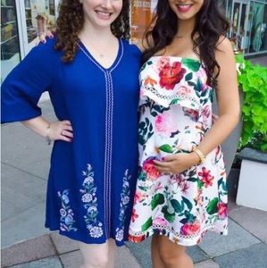 Blue embroidered dress